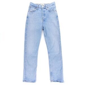 AGOLDE Riley High Rise Straight Crop Jeans Shiver Light Wash Clean Girl Minimal